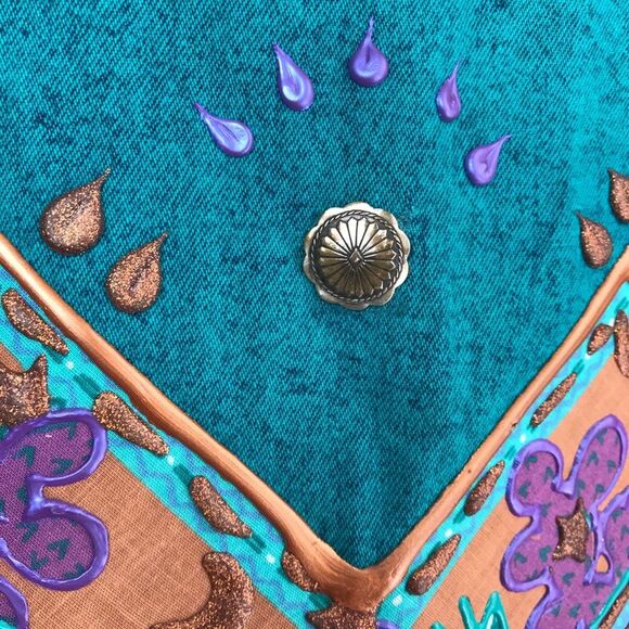 VINTAGE 80’s Acid Wash Southwestern Denim Vest S - Picture 10 of 14